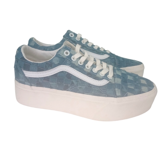 VANS Old Skool Woven Denim Stackform Platform Sneaker Shoe - Picture 1 of 10